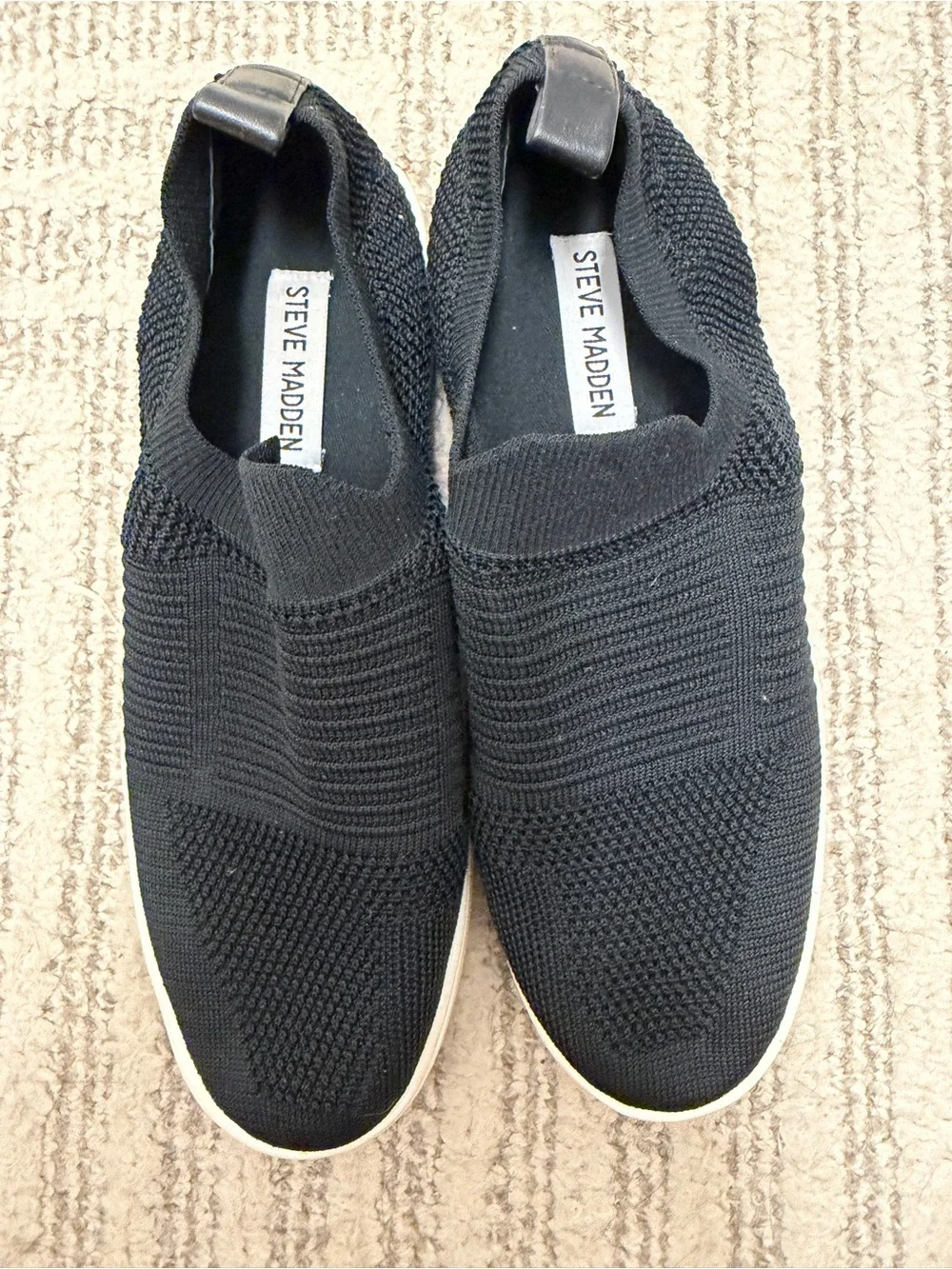 Steve Madden Black Knit Slip-On Sneakers for Women